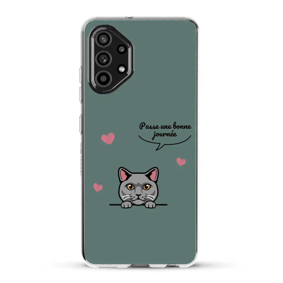 Le chat passe une bonne journée - Coque de téléphone personnalisée