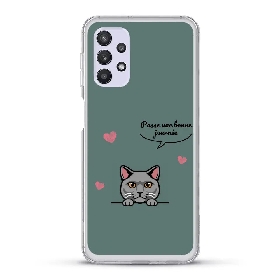 Le chat passe une bonne journée - Coque de téléphone personnalisée