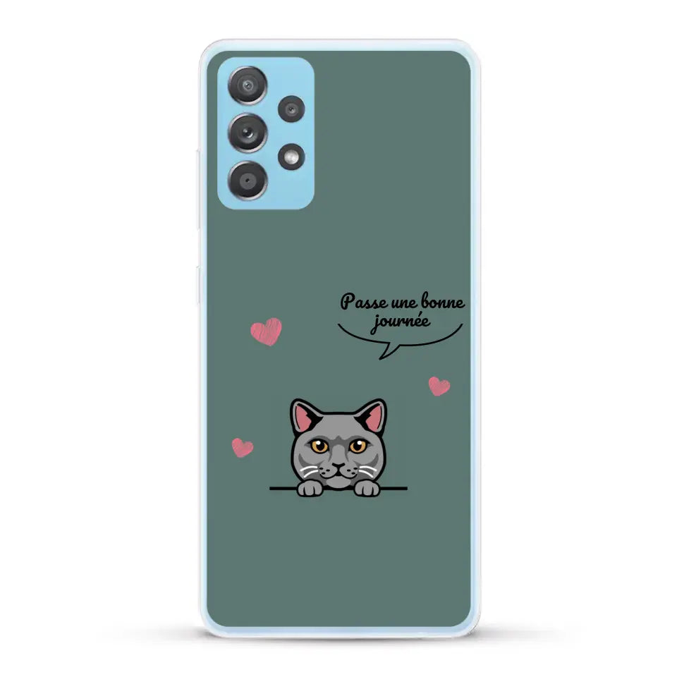 Le chat passe une bonne journée - Coque de téléphone personnalisée