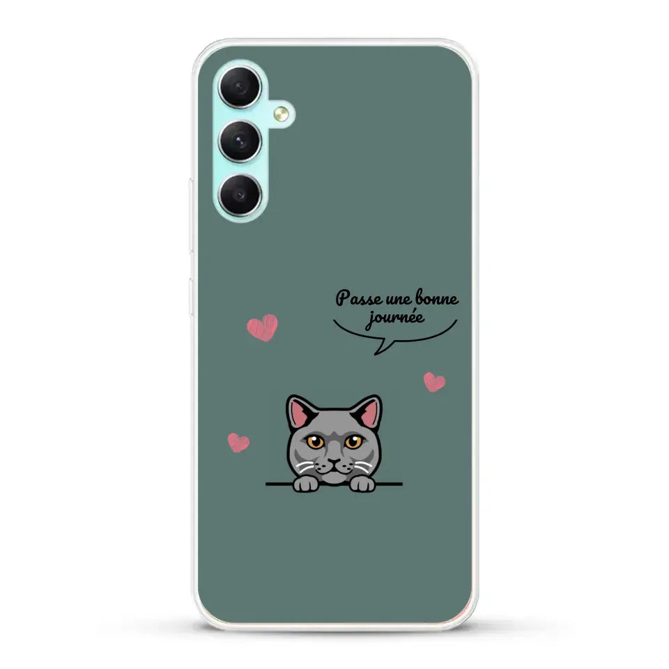 Le chat passe une bonne journée - Coque de téléphone personnalisée