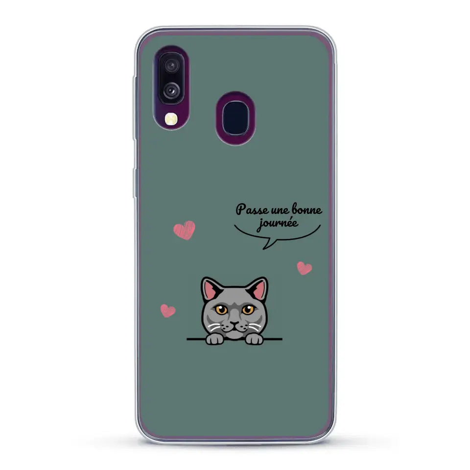 Le chat passe une bonne journée - Coque de téléphone personnalisée