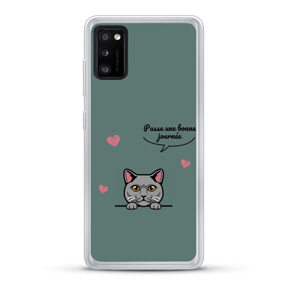 Le chat passe une bonne journée - Coque de téléphone personnalisée