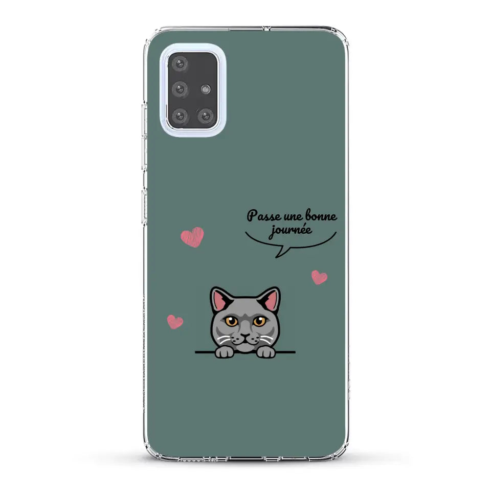 Le chat passe une bonne journée - Coque de téléphone personnalisée