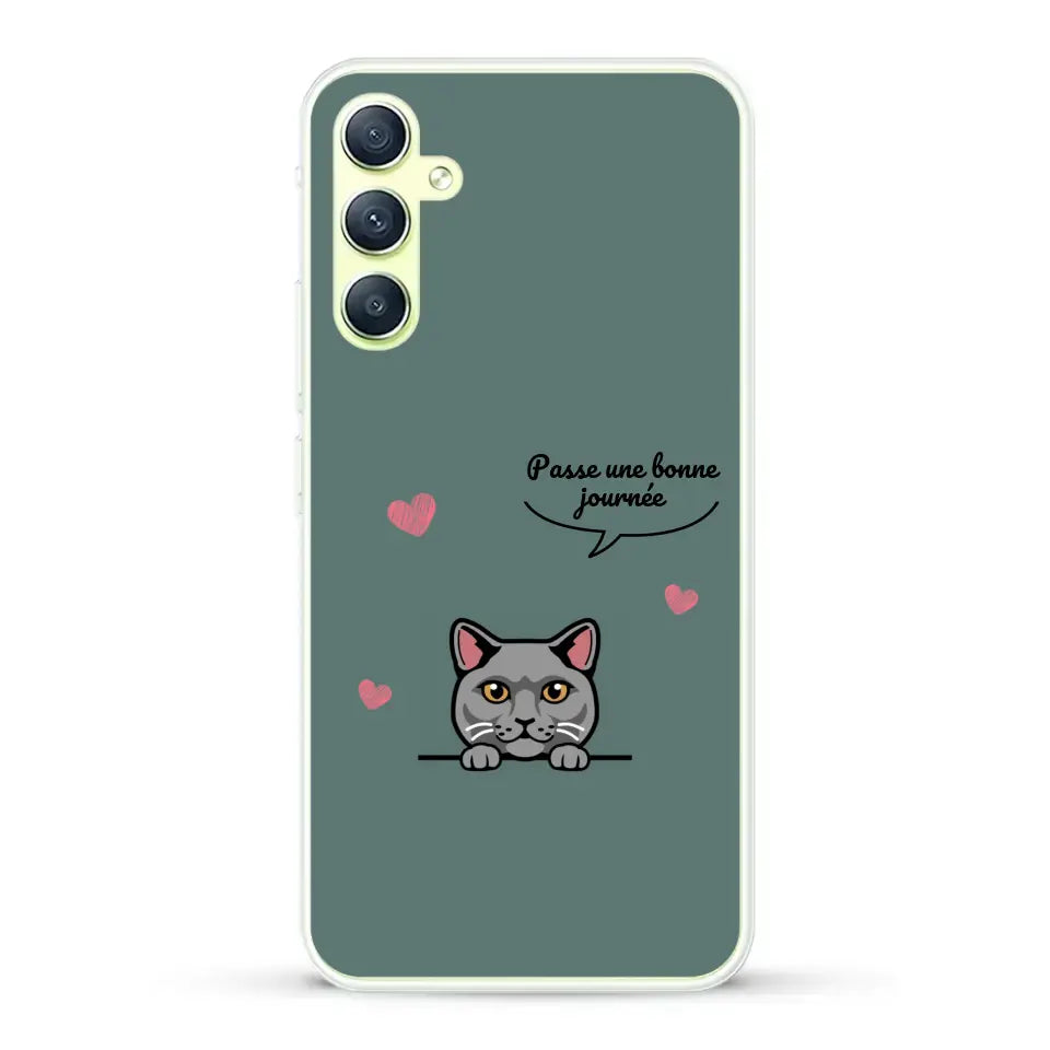 Le chat passe une bonne journée - Coque de téléphone personnalisée