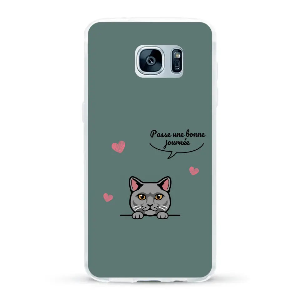 Le chat passe une bonne journée - Coque de téléphone personnalisée