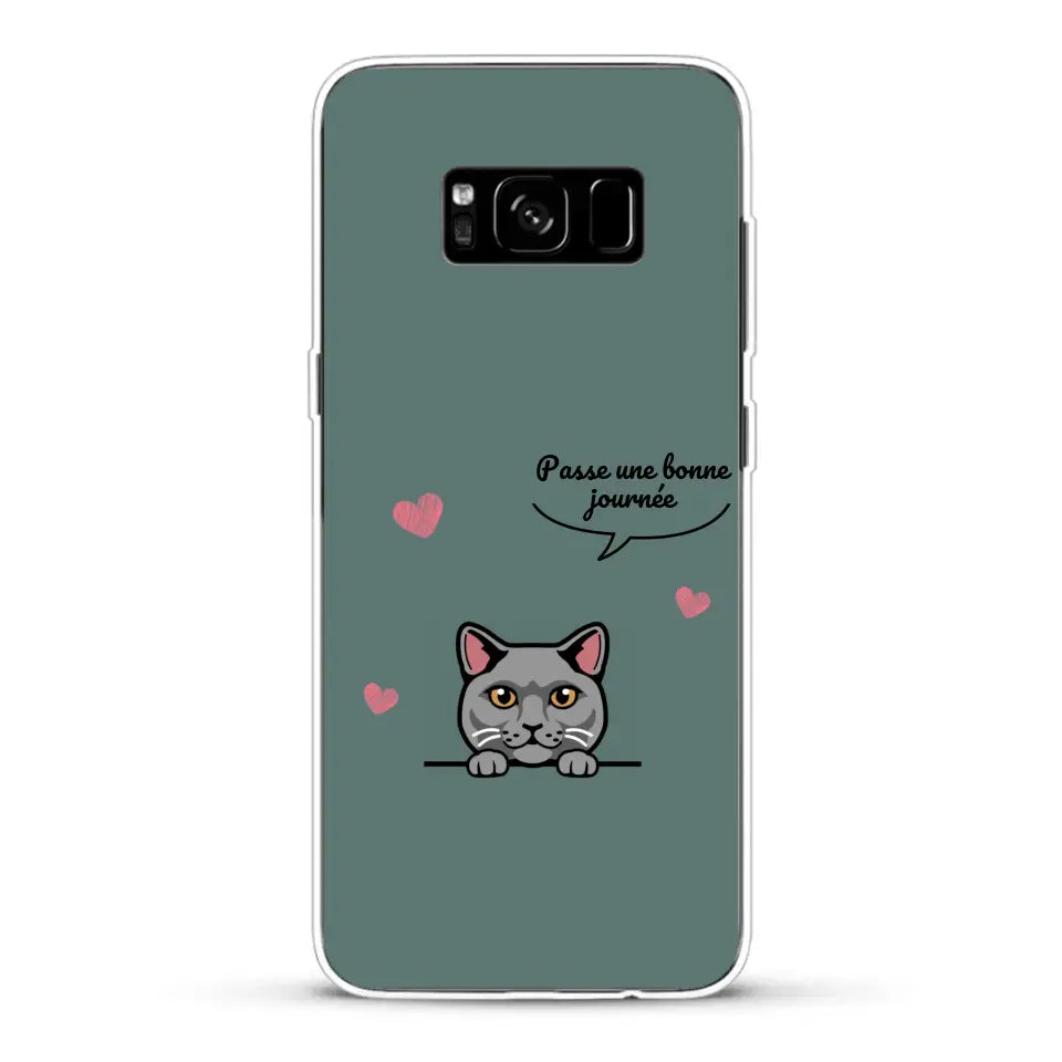 Le chat passe une bonne journée - Coque de téléphone personnalisée