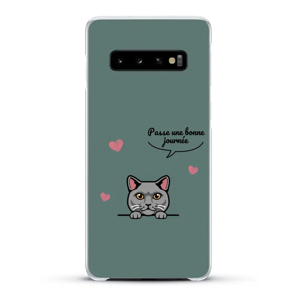 Le chat passe une bonne journée - Coque de téléphone personnalisée