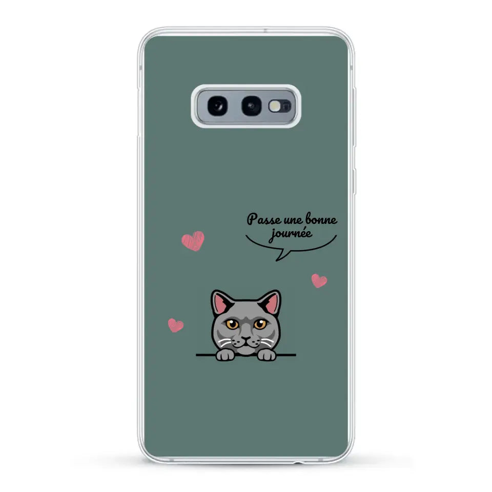 Le chat passe une bonne journée - Coque de téléphone personnalisée