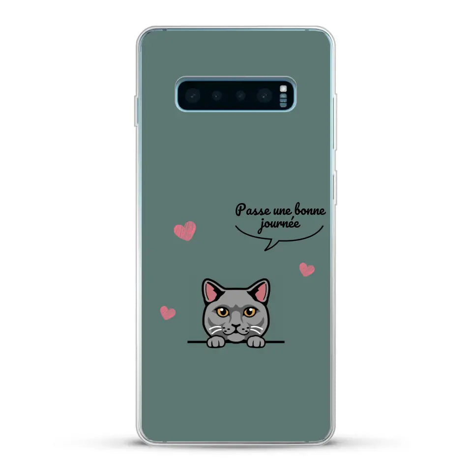 Le chat passe une bonne journée - Coque de téléphone personnalisée