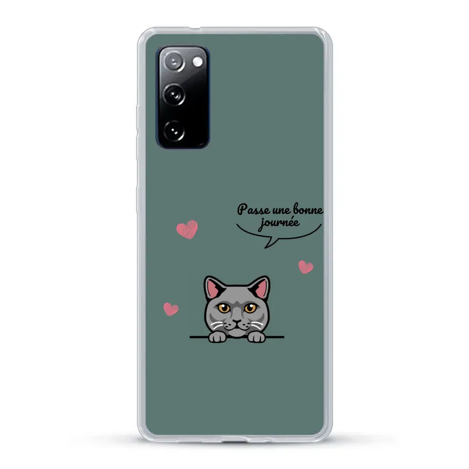 Le chat passe une bonne journée - Coque de téléphone personnalisée