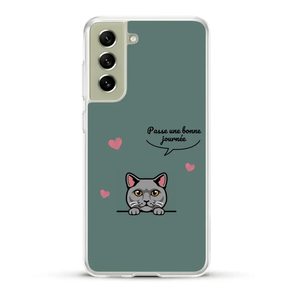 Le chat passe une bonne journée - Coque de téléphone personnalisée