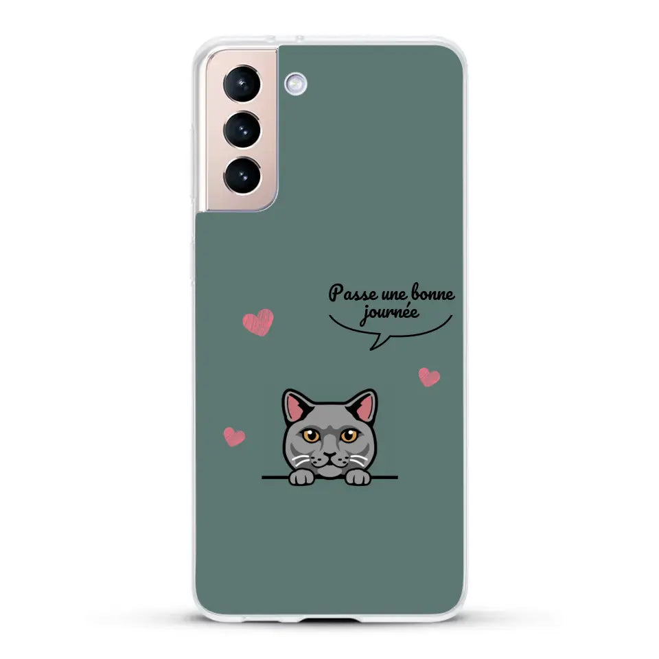 Le chat passe une bonne journée - Coque de téléphone personnalisée