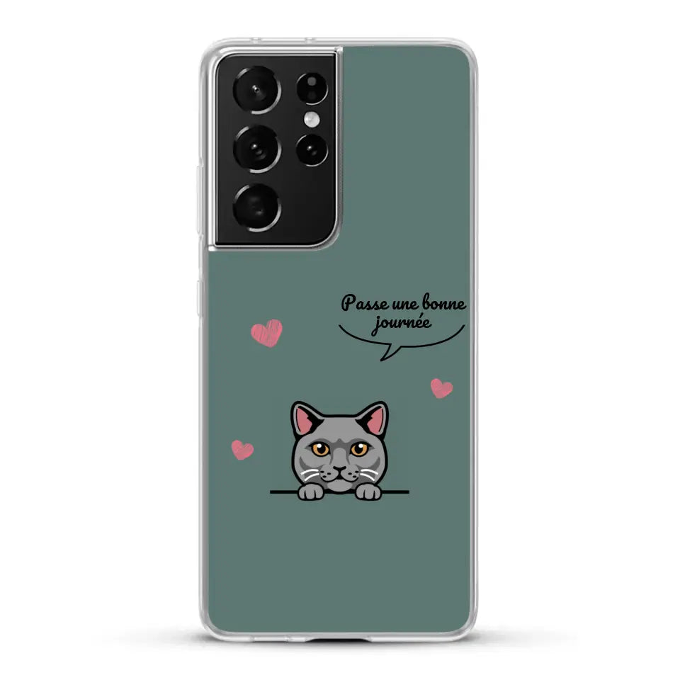 Le chat passe une bonne journée - Coque de téléphone personnalisée