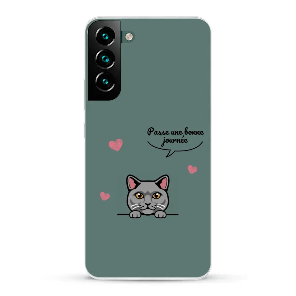 Le chat passe une bonne journée - Coque de téléphone personnalisée