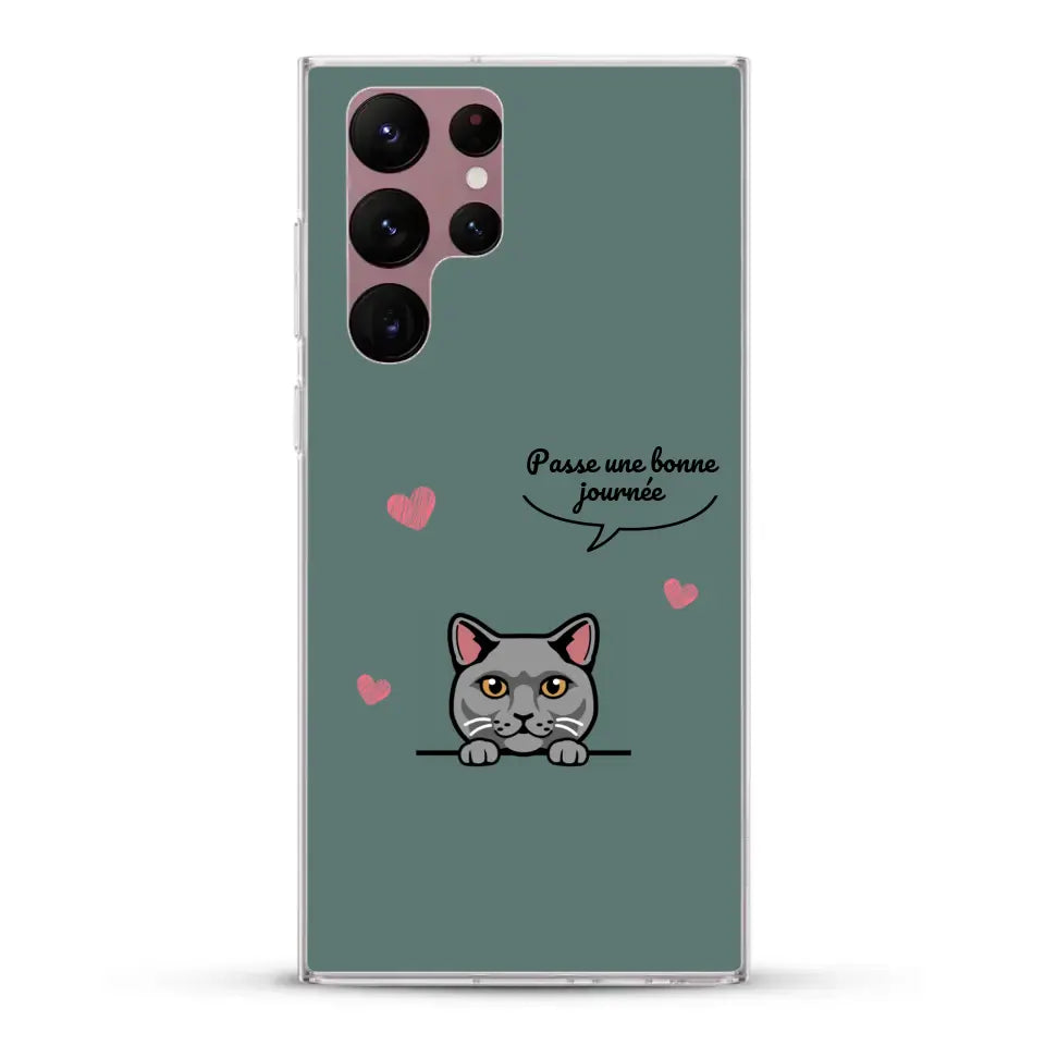 Le chat passe une bonne journée - Coque de téléphone personnalisée