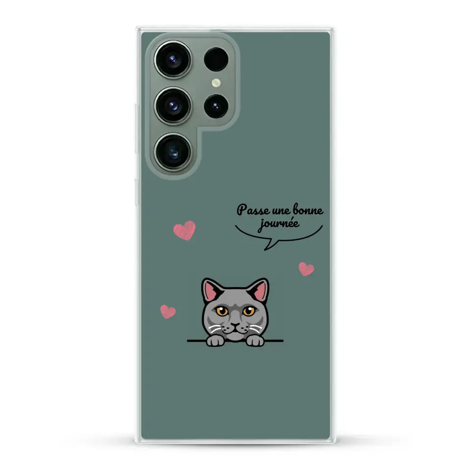 Le chat passe une bonne journée - Coque de téléphone personnalisée