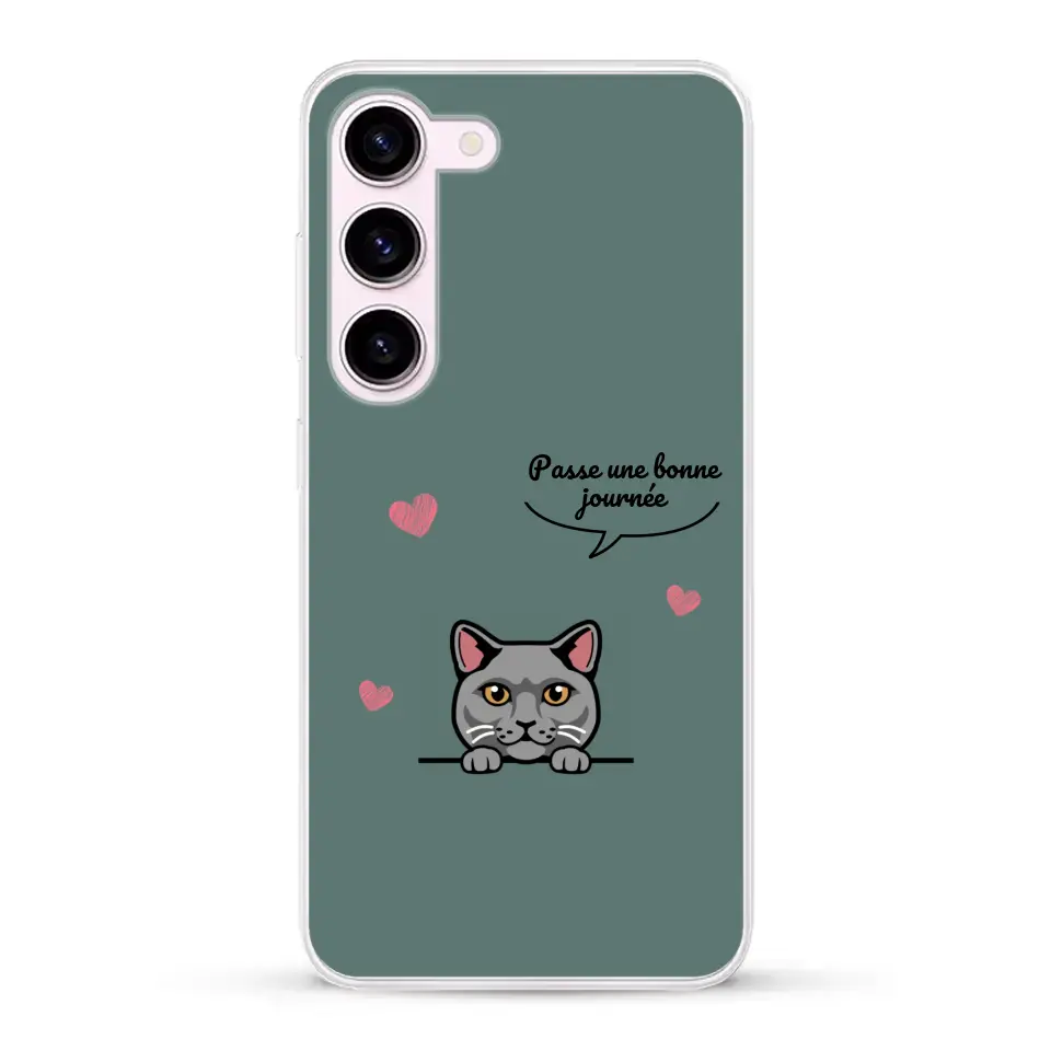 Le chat passe une bonne journée - Coque de téléphone personnalisée