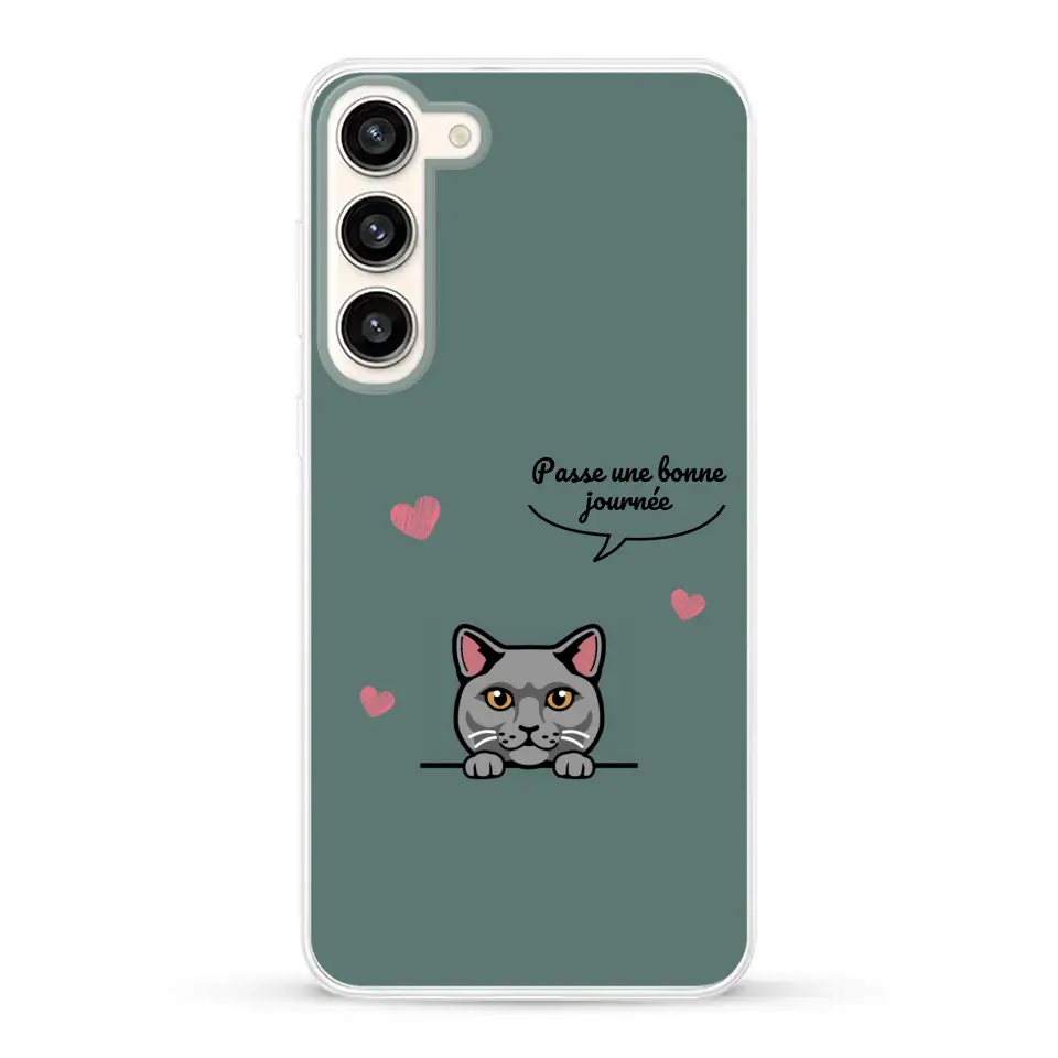 Le chat passe une bonne journée - Coque de téléphone personnalisée