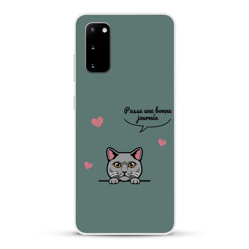 Le chat passe une bonne journée - Coque de téléphone personnalisée