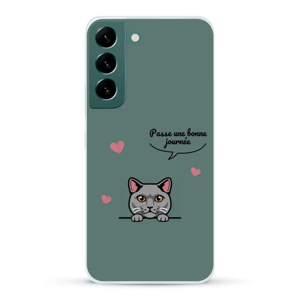 Le chat passe une bonne journée - Coque de téléphone personnalisée