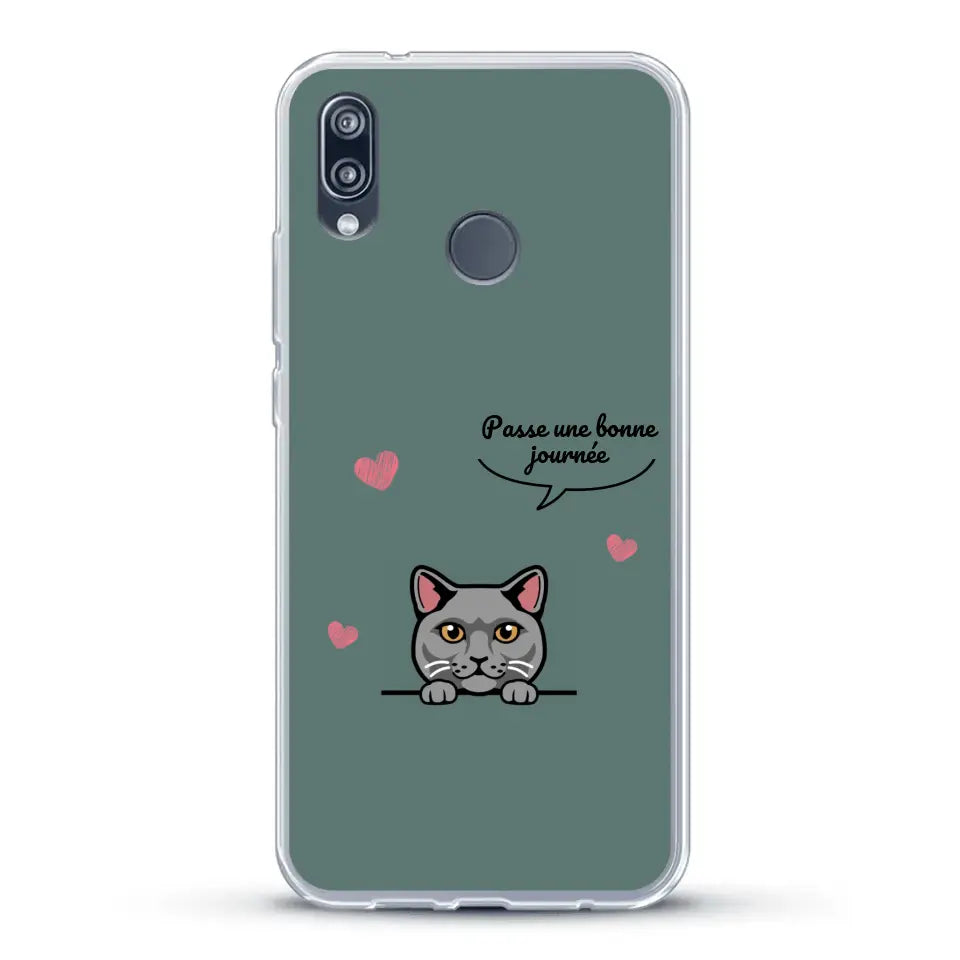 Le chat passe une bonne journée - Coque de téléphone personnalisée