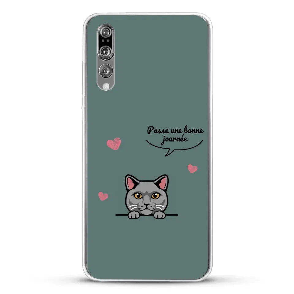 Le chat passe une bonne journée - Coque de téléphone personnalisée