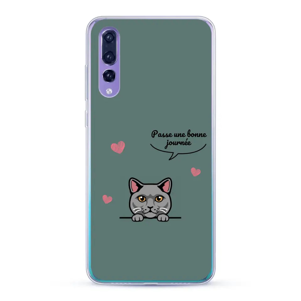 Le chat passe une bonne journée - Coque de téléphone personnalisée