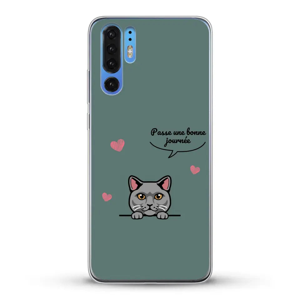 Le chat passe une bonne journée - Coque de téléphone personnalisée