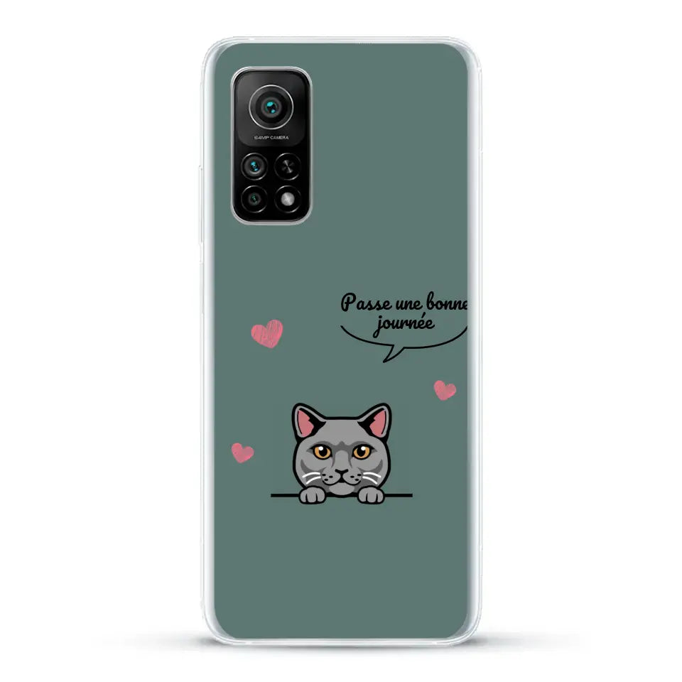 Le chat passe une bonne journée - Coque de téléphone personnalisée