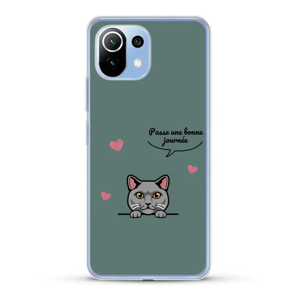 Le chat passe une bonne journée - Coque de téléphone personnalisée