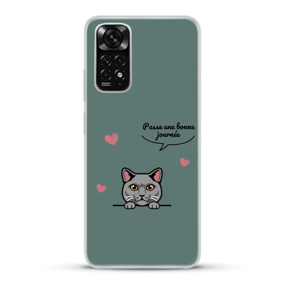 Le chat passe une bonne journée - Coque de téléphone personnalisée