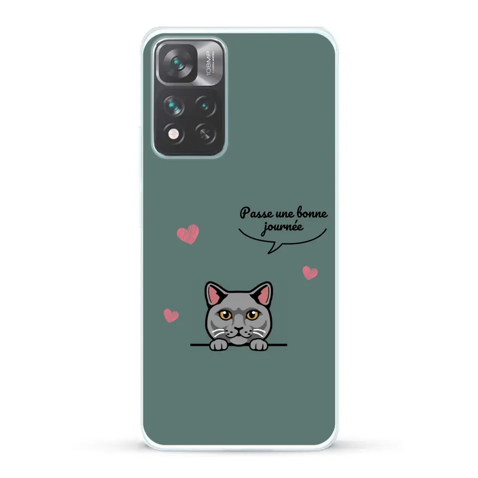 Le chat passe une bonne journée - Coque de téléphone personnalisée