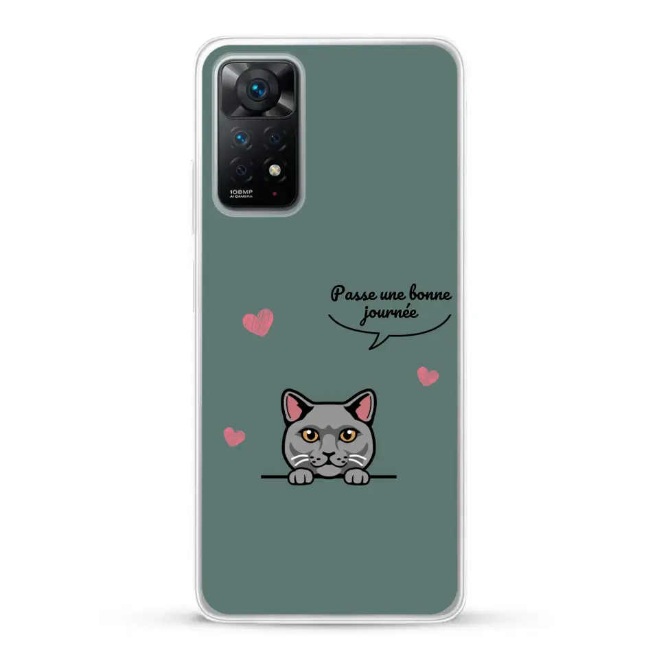 Le chat passe une bonne journée - Coque de téléphone personnalisée