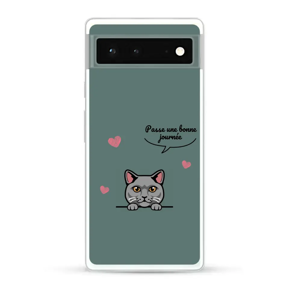 Le chat passe une bonne journée - Coque de téléphone personnalisée