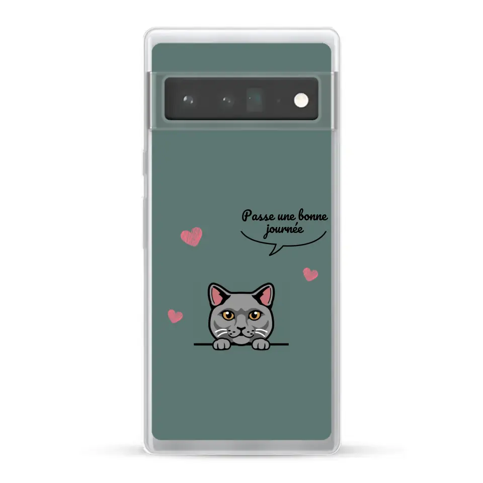 Le chat passe une bonne journée - Coque de téléphone personnalisée