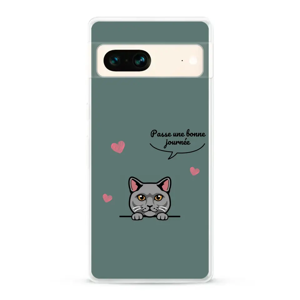 Le chat passe une bonne journée - Coque de téléphone personnalisée