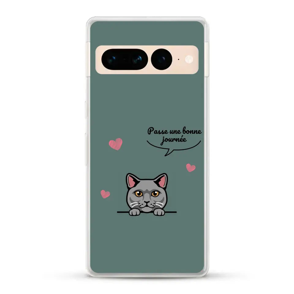 Le chat passe une bonne journée - Coque de téléphone personnalisée