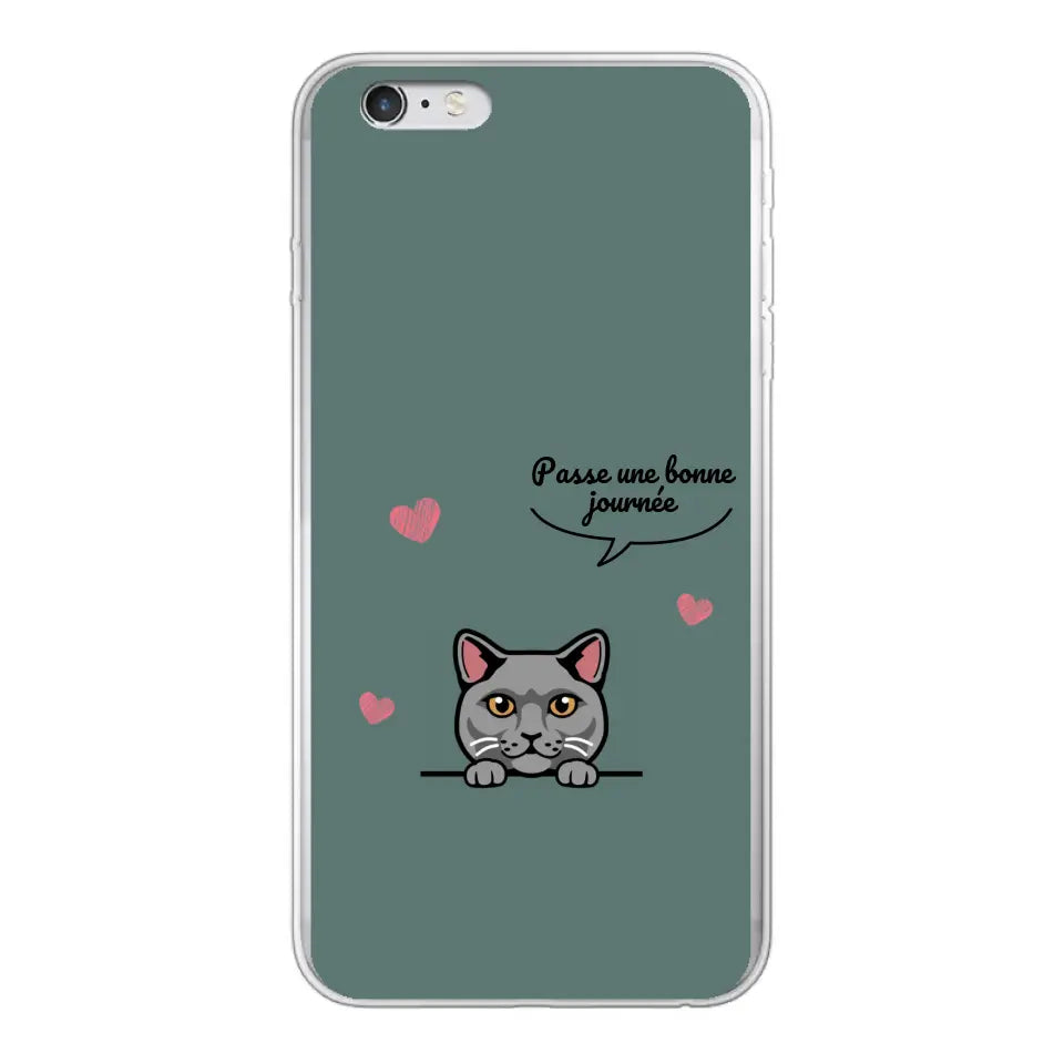 Le chat passe une bonne journée - Coque de téléphone personnalisée