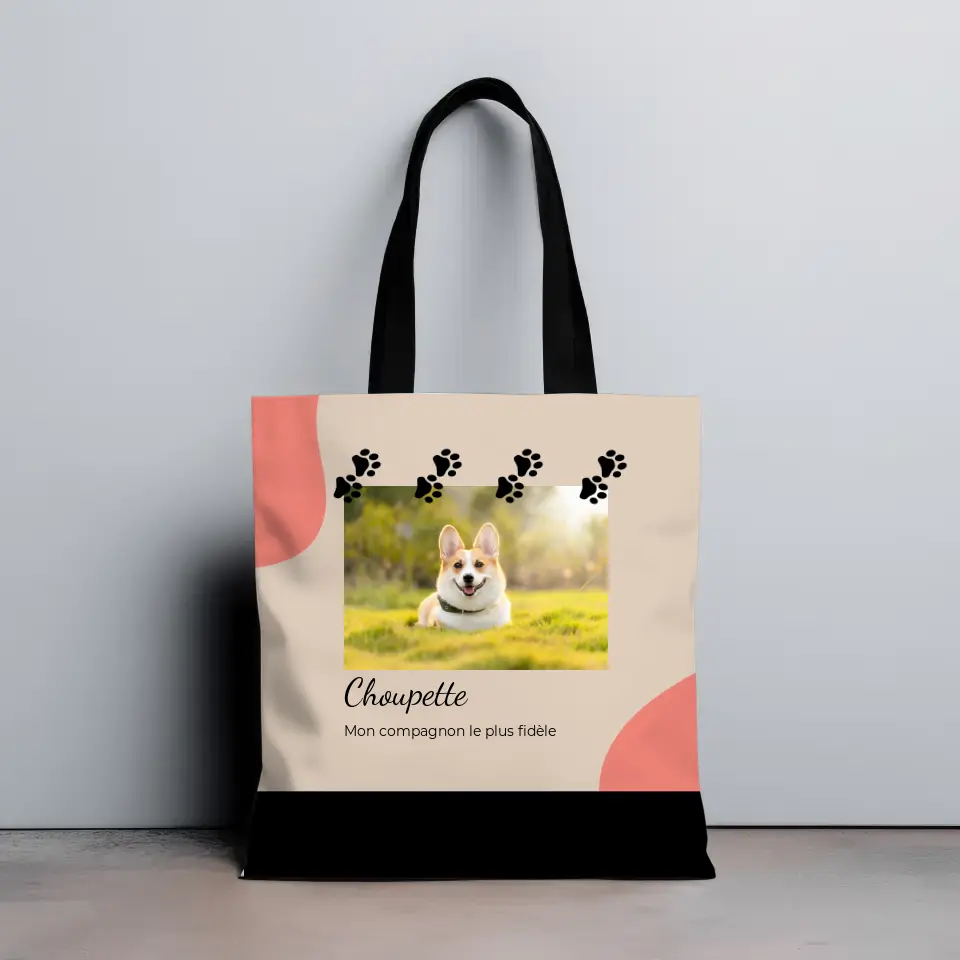 Vignette photo avec prenom et texte libre - Totebag Personnalisé