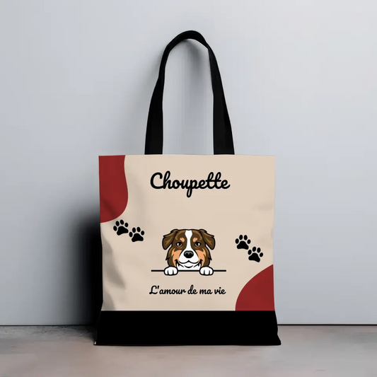 Carré prénom animal et Texte libre - Totebag Personnalisé