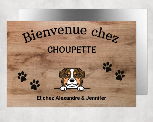 Bienvenue chez avec clipart - Plaque de porte personnalisée