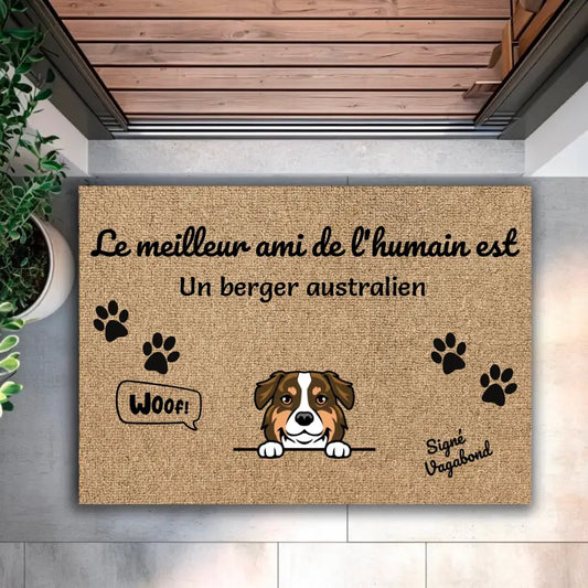 Le meilleur ami de l'humain est un chien - Paillasson personnalisé