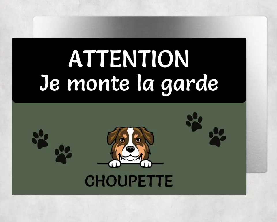 Attention je monte la garde avec clipart - Plaque de porte personnalisée