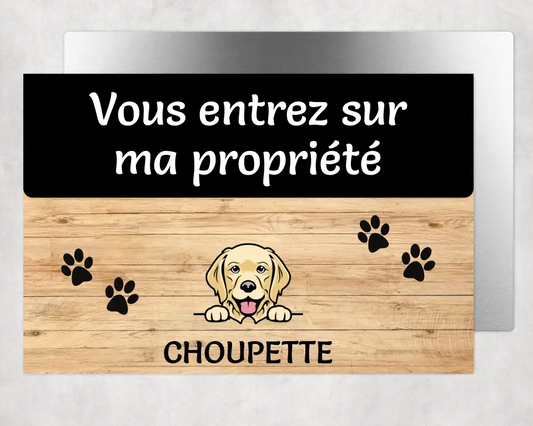 Vous entrez sur ma propriété avec clipart - Plaque de porte personnalisée