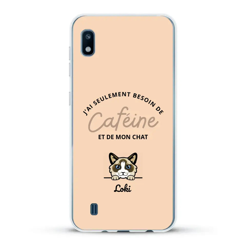 J'ai seulement besoin de caféine et de mon chat - Coque de téléphone personnalisée