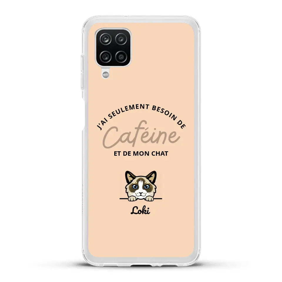 J'ai seulement besoin de caféine et de mon chat - Coque de téléphone personnalisée