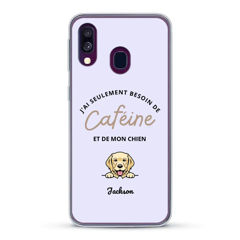 J'ai seulement besoin de caféine et de mon chien - Coque de téléphone personnalisée