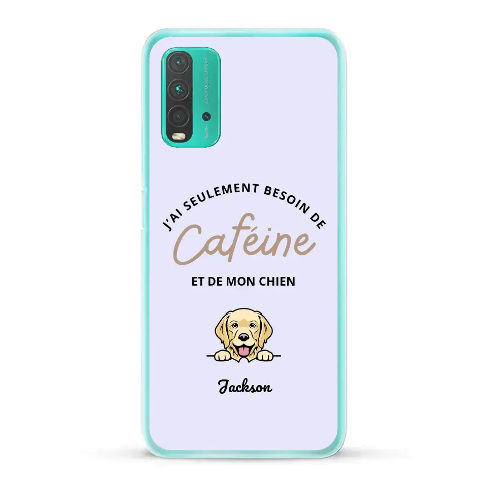 J'ai seulement besoin de caféine et de mon chien - Coque de téléphone personnalisée