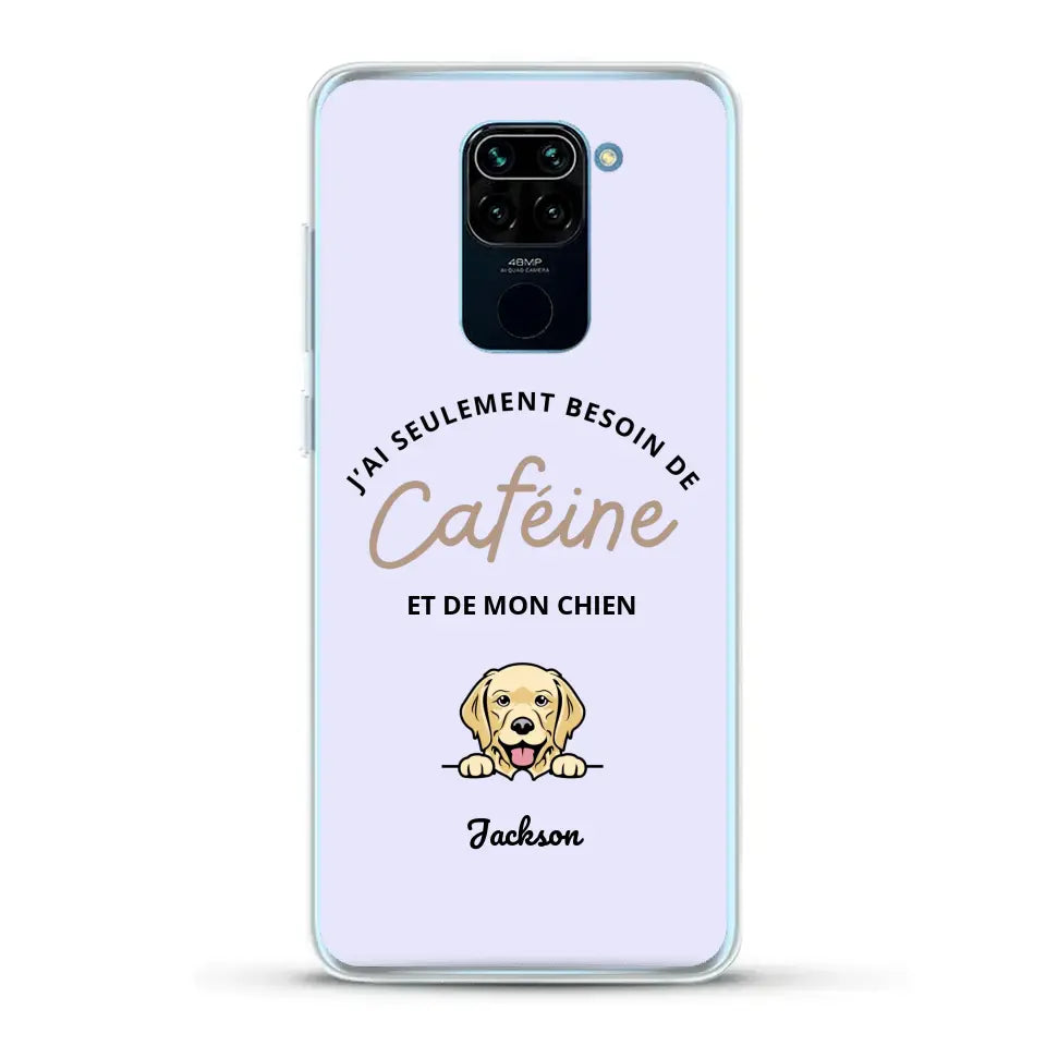 J'ai seulement besoin de caféine et de mon chien - Coque de téléphone personnalisée