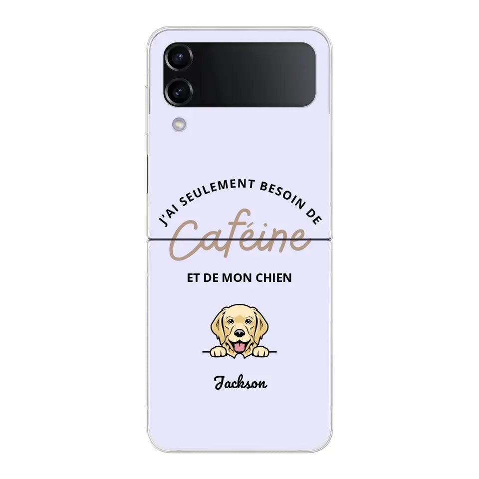 J'ai seulement besoin de caféine et de mon chien - Coque de téléphone personnalisée